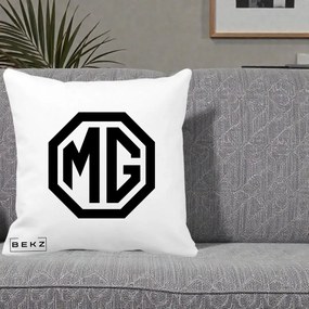 Perna Personalizata cu emblema MG, 40x40 cm, Alba Mata, Husa Detasabila, Perna Inclusa, BEKZ®