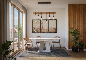 Masă de sufragerie Mulnu (alb lucios + piatră) (pentru 4 până la 6 persoane). 1055227