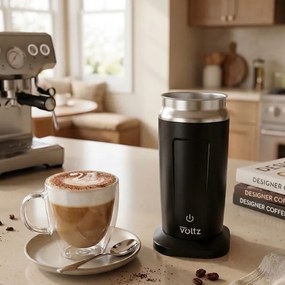 Spumator de lapte 3in1 Oliver Voltz OV51176A, 500W, Control automat al temperaturii STRIX, Otel inoxidabil, Negru/Gri