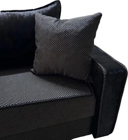 Canapea LARISA extensibila, 3 locuri, lada de depozitare, stofa negru, 220x95x85 Negru, Stofa