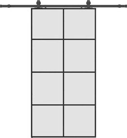 vidaXL Ușă glisantă cu set de feronerie neagră 102,5x205 cm Sticlă ESG