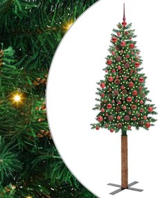 vidaXL Brad de Crăciun subțire Verde 180 cm PVC și lemn de PIN masiv