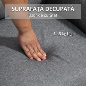HOMCOM Fotoliu Reclinabil 155° max în Țesătură cu Efect de In Gri cu Suport pentru Picioare, 67x87x98 cm | Aosom Romania