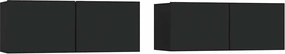 vidaXL Comode TV, 2 buc., negru, 80x30x30 cm, lemn compozit