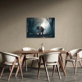 Tablou pe sticlă cu elefant în djunglă (70x50 cm)