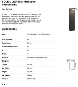 Stalp LED solar iluminat exterior ambiental IP54 SOLEIL