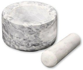 Kesper 71505 Mortier de marbre avec pilon, blanc,diamètre 13 cm