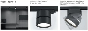 Spot LED, accesoriu pentru sinele monofazate Unity, Onda negru 4000K