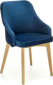 Scaun TOLEDO 2, albastru/stejar, stofa catifelata/lemn de fag 57x56x86