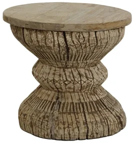 Masuta laterala, din lemn de tec, sculptata manual, Karno