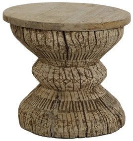 Masuta laterala, din lemn de tec, sculptata manual, Karno