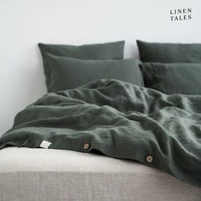 Lenjerie de pat verde-închis din in pentru pat dublu 200x200 cm – Linen Tales