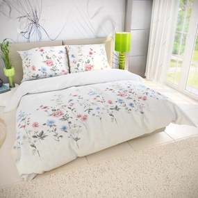 Lenjerie de pat din bumbac Kvalitex Delux Pajiște roz, 240 x 200 cm, 2x 70 x 90 cm, 240 x 200 cm, 2 buc. 70 x 90 cm