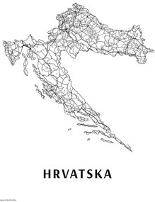 Harta Hrvatska black & white