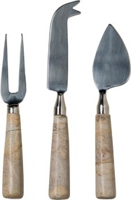 Set 3 ustensile pentru brânzeturi din inox și marmură, 16,5 cm , "Sand"