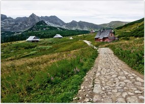 Tablou - Peisaj montan cu case (70x50 cm)