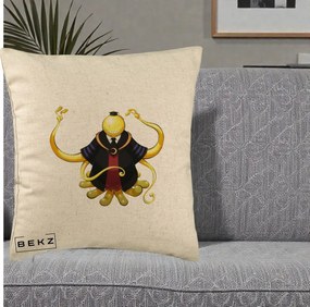 Perna Personalizata Assassination Classroom Koro-sensei, 40x40 cm, Bej, Husa Detasabila, Perna Inclusa, BEKZ®