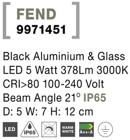 Aplica de perete LED moderna pentru iluminat exterior IP65 FEND I