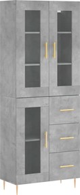 vidaXL Dulap înalt, gri beton, 69,5x34x180, lemn compozit