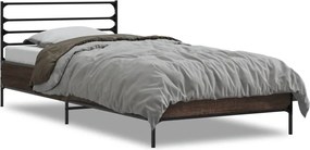 vidaXL Cadru de pat, stejar maro, 75x190 cm, lemn prelucrat și metal