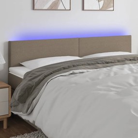 3121358 vidaXL Tăblie de pat cu LED, gri taupe, 200x5x78/88 cm, textil
