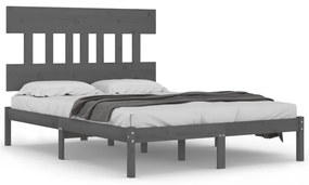 Cadru de pat, gri, 200x200 cm, lemn masiv Gri, 200 x 200 cm