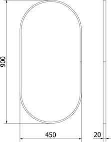Mexen Loft oglindă de baie ovală 90 x 45 cm, ramă neagră - 9851-090-045-000-70