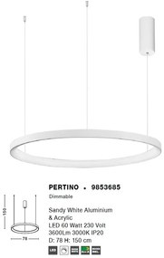 Lustra LED design modern circular PERTINO alba 60W NVL-9853685