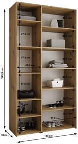 Dulap de haine 130 cm Carmela 50-4 (alb + Negru). 1126821