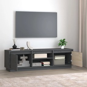 Comoda TV, gri, 140x35x40 cm, lemn masiv de pin