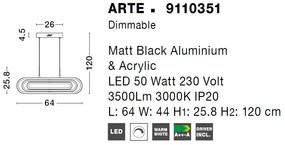 Lustra LED dimabila, design modern ARTE, negru