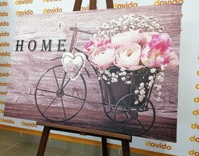 Tablou flori frumoase în vază vintage cu inscripție