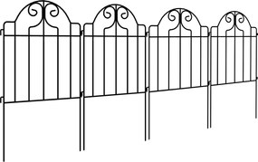 Outsunny Set cu 4 garduri metalice de grădină 125x57 cm cu design arcuit, rezistente, ușor de montat pentru patio, gazon, negru | Aosom Romania