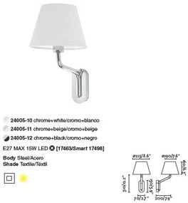 Aplica de perete moderna design elegant ETERNA crom/bej