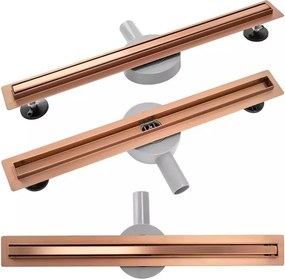 Set rigola pentru dus plus capac Rea Neo Pure Slim finisaj cupru periat 70 cm