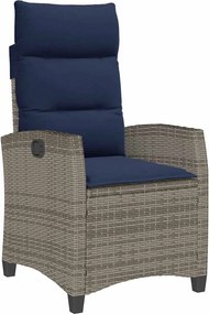 vidaXL Scaun de grădină înclinabil cu măsuță laterală polirattan gri