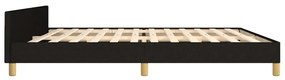 Cadru de pat cu tablie, negru, 200x200 cm, textil Negru, 200 x 200 cm, Nasturi de tapiterie