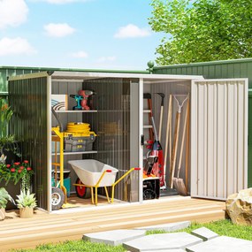 Outsunny Șopron de Grădină din Oțel Galvanizat, Ușă Blocabilă, 231 x 125 x 162 cm, Gri Închis | Aosom Romania