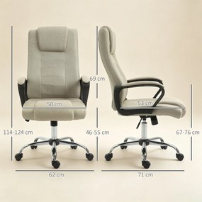 Vinsetto Scaun de Birou Ergonomic, Rotativ și Înclinabil, din Țesătură cu Aspect de In, cu Tetieră, Bej | Aosom Romania