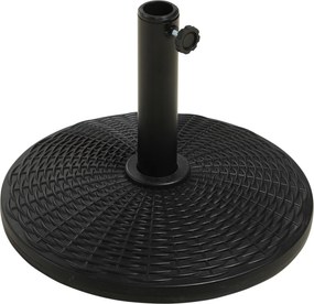 Outsunny Bază pentru Umbrelă cu Stîlpi de Ø38/48 mm din Plastic cu Efect de Ratan, Ø44.5x32 cm, Negru | Aosom Romania