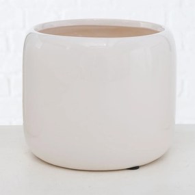 SUPORT GHIVECI, H 12 CM, CERAMICA, ALB/AURIU