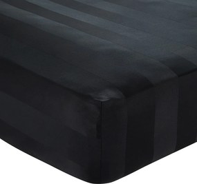 Cearceaf negru din satin cu elastic 150x200 cm So Soft Satin Stripe – Catherine Lansfield