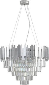 Lustru cu cristale pe cablu PLAZA 9xE14/40W/230V Ø 60 cm argintiu