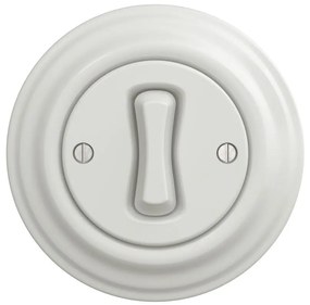 Kliklap - Întrerupător unipolar retro cu ramă, nr. 1, alb