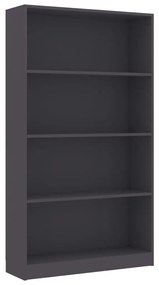 800911 vidaXL Bibliotecă cu 4 rafturi, gri, 80 x 24 x 142 cm, PAL