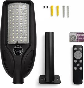 Lampă stradală solară LED VENICE, reglabilă, cu senzor, 50 W, baterie 4000 mAh, IP65, neagră + telecomandă
