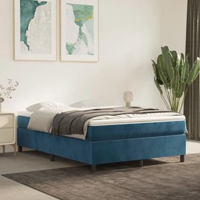3121118 vidaXL Cadru de pat, albastru închis, 140x190 cm, catifea