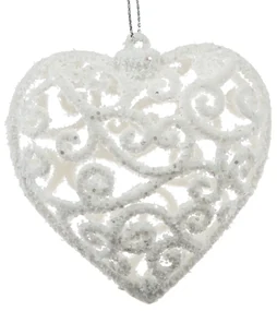 Decorațiune de Crăciun Carlita Inimă albă, 10 x 10x 2 cm, plastic