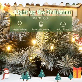 HOMCOM Ghirlanda de Crăciun Ø25x183 cm cu 50 de Lumini LED, Conuri de Pin și Boabe | Aosom Romania