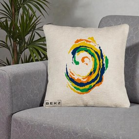 Perna Decorativa Vortex Abstract Colorat, 40x40 cm, Bej Canapea, Husa Detasabila, Perna Inclusa, BEKZ®